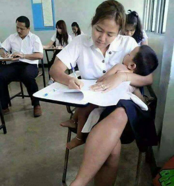 woman giving exam with a baby